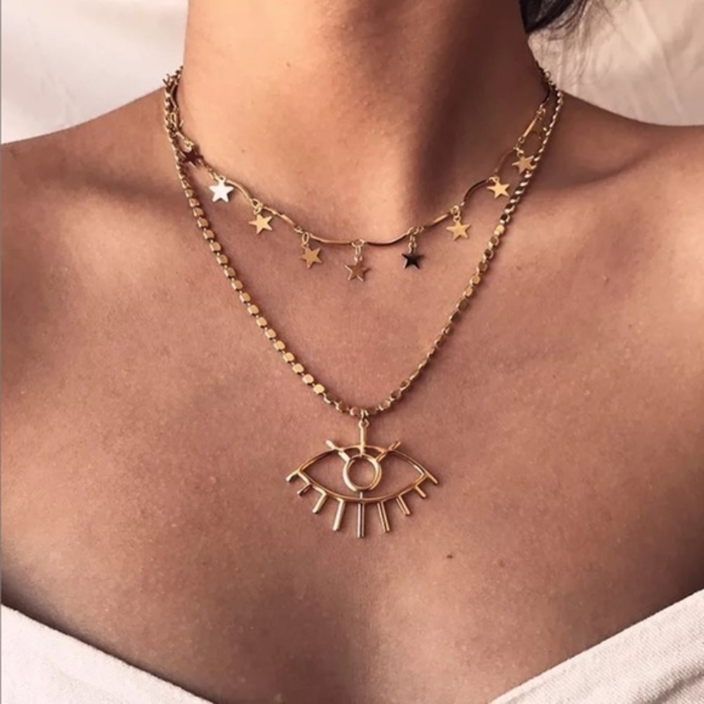 3/$30 💛 Eye and Star Multi Layered Necklace